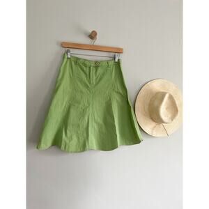 Sitwell | Scalloped A-line Knee Length Skirt | Green | Sz 2
